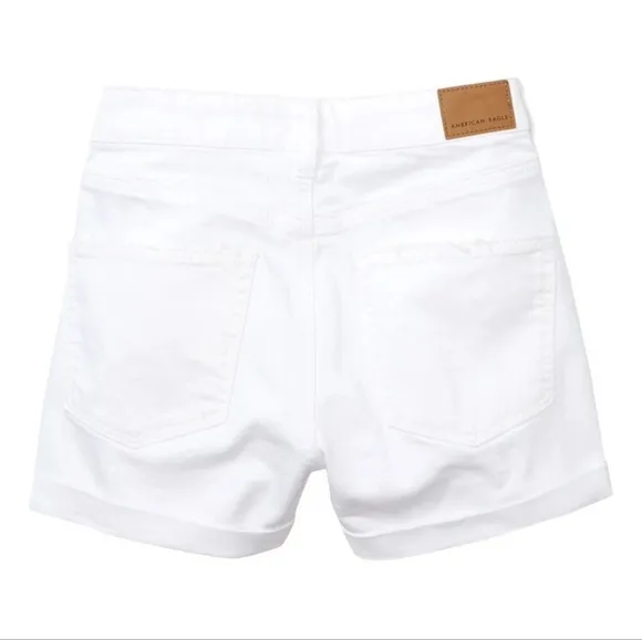 American Eagle Super Stretch Cuffed Midi Shorts in White Womens Size 00 R