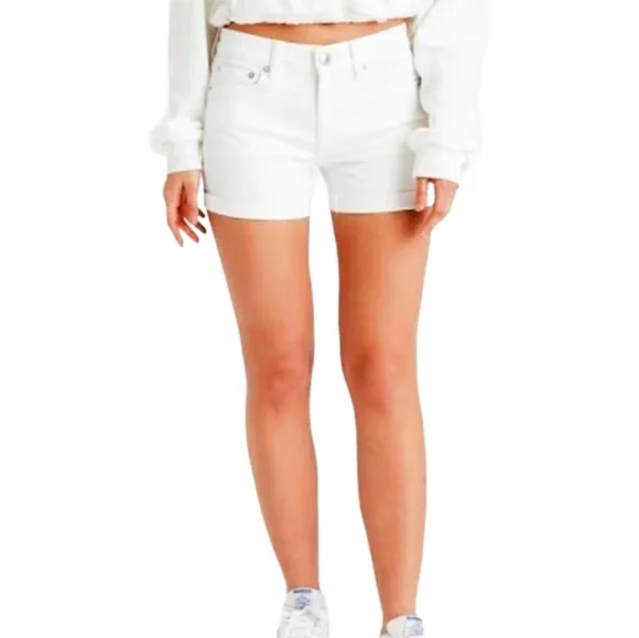 American Eagle Super Stretch Cuffed Midi Shorts in White Womens Size 00 R