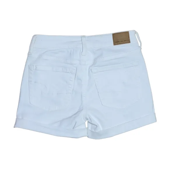 American Eagle Super Stretch Cuffed Midi Shorts in White Womens Size 00 R