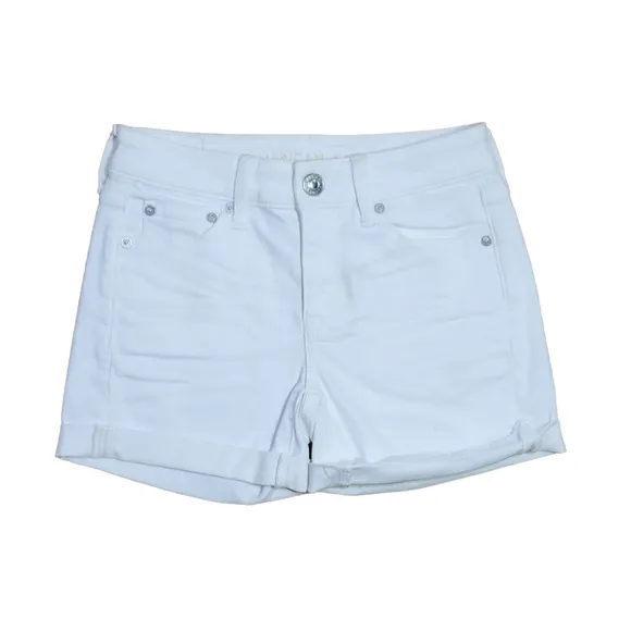 American Eagle Super Stretch Cuffed Midi Shorts in White Womens Size 00 R