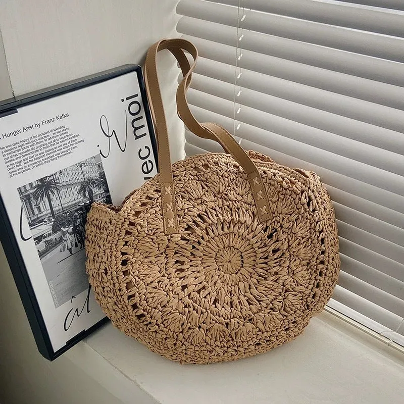 &amp; Width Handwoven Strap for Round 44cm Unique Big – Timely shipping | New Cotton Rope with Tote Bag Discounted Crochet Texture Leather Pattern Women Natural