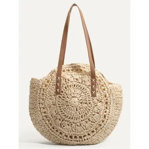 &amp; Width Handwoven Strap for Round 44cm Unique Big – Timely shipping | New Cotton Rope with Tote Bag Discounted Crochet Texture Leather Pattern Women Natural