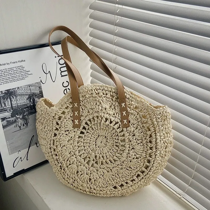 &amp; Width Handwoven Strap for Round 44cm Unique Big – Timely shipping | New Cotton Rope with Tote Bag Discounted Crochet Texture Leather Pattern Women Natural