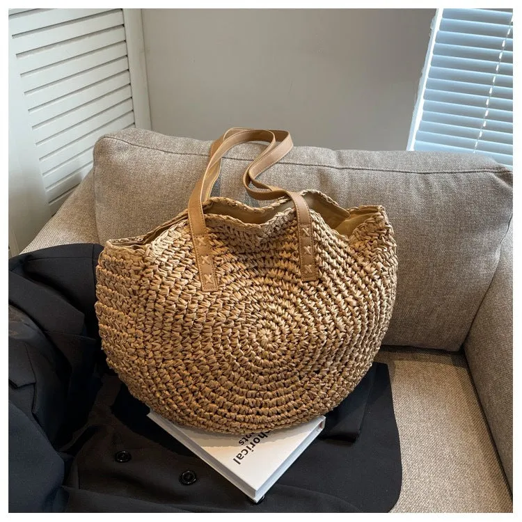 &amp; Width Handwoven Strap for Round 44cm Unique Big – Timely shipping | New Cotton Rope with Tote Bag Discounted Crochet Texture Leather Pattern Women Natural