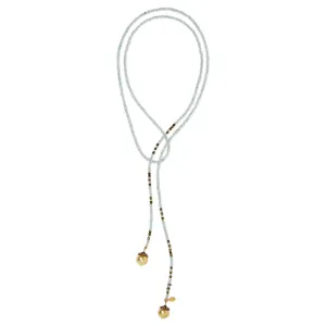 Aquamarine and Gold Tahitian Pearl Classic Gemstone Lariat