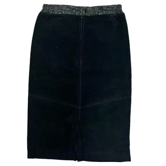 Atlantic Beach Leather Women's Black Long Pencil Western Boho Skirt Size M