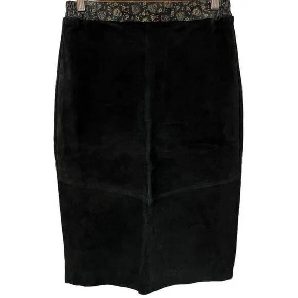 Atlantic Beach Leather Women's Black Long Pencil Western Boho Skirt Size M