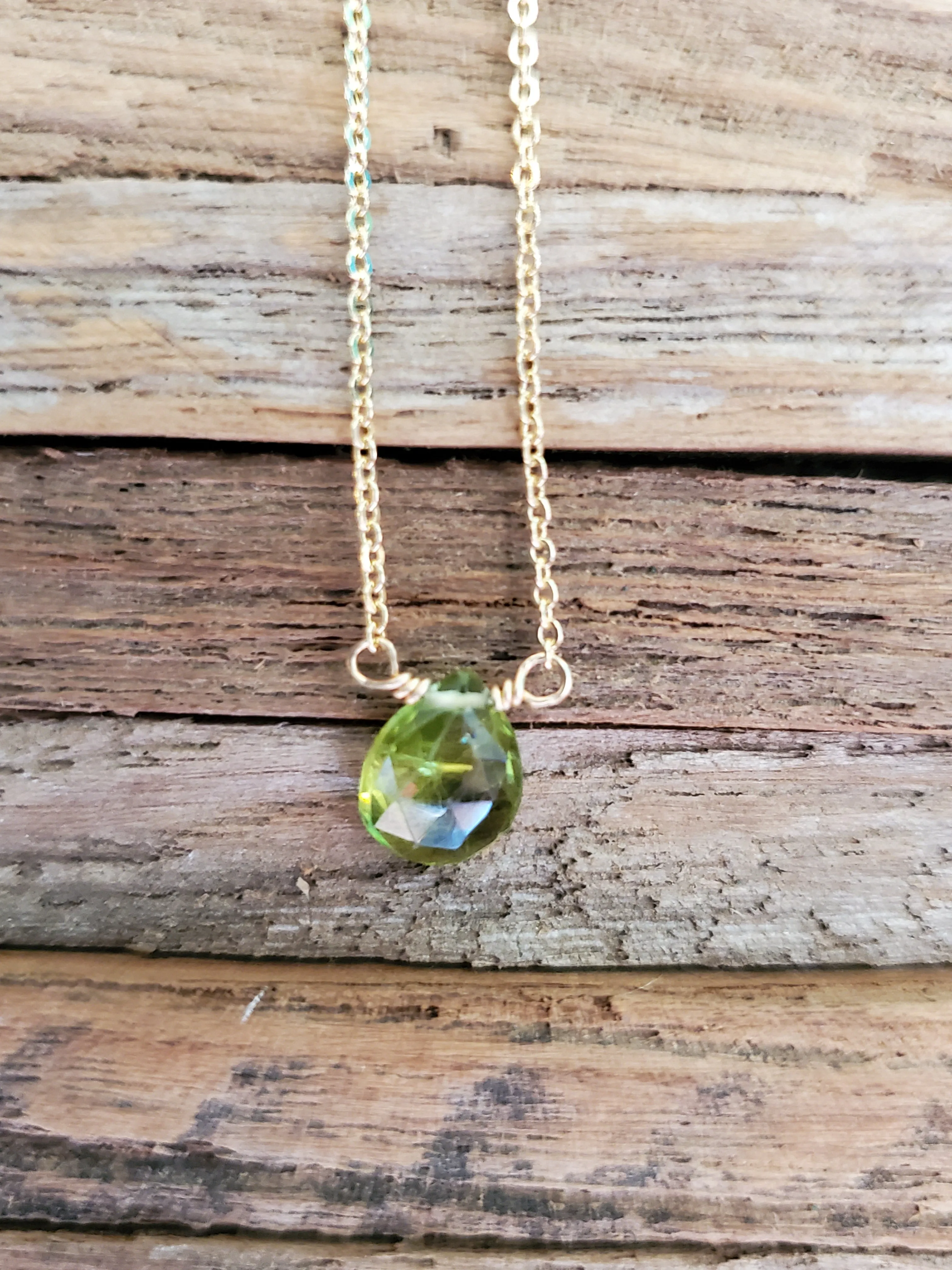 August Birthstone Gold-Filled Necklace (Peridot)