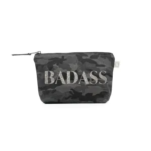 BADASS Makeup Bag- Silver Glitter on Black Camo