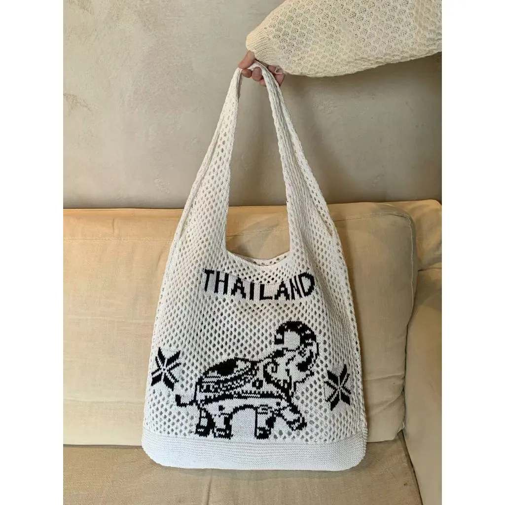 Bag Women Elephant Tote x – for 40cm Courteous 38cm Cotton Woven Handmade | Best-priced Strap Shoulder with Pattern 30cm Rope