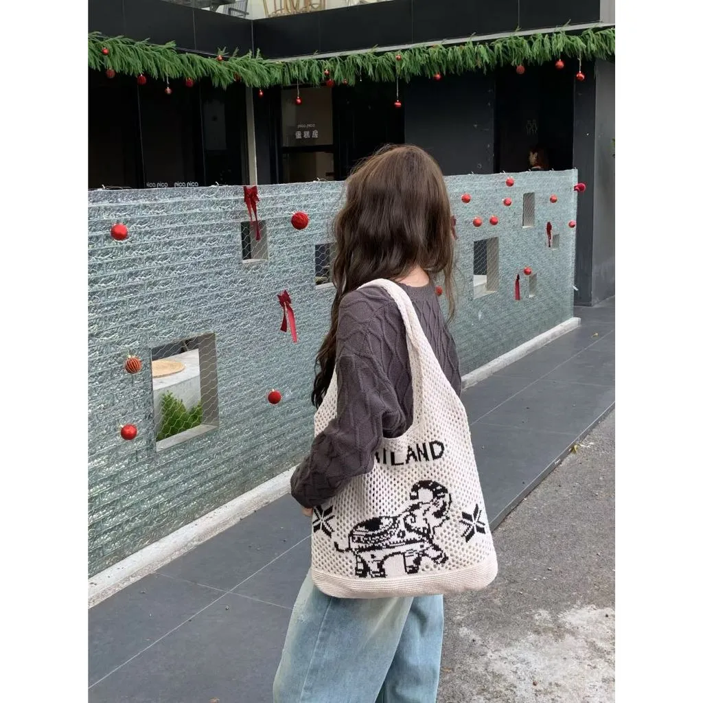 Bag Women Elephant Tote x – for 40cm Courteous 38cm Cotton Woven Handmade | Best-priced Strap Shoulder with Pattern 30cm Rope