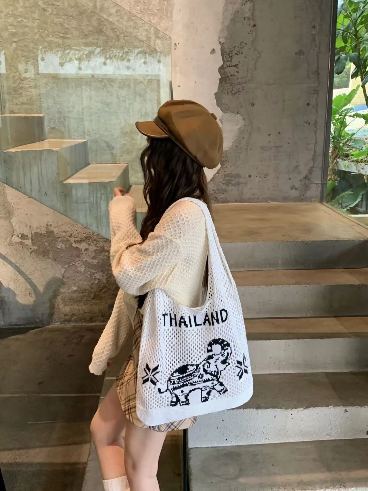Bag Women Elephant Tote x – for 40cm Courteous 38cm Cotton Woven Handmade | Best-priced Strap Shoulder with Pattern 30cm Rope
