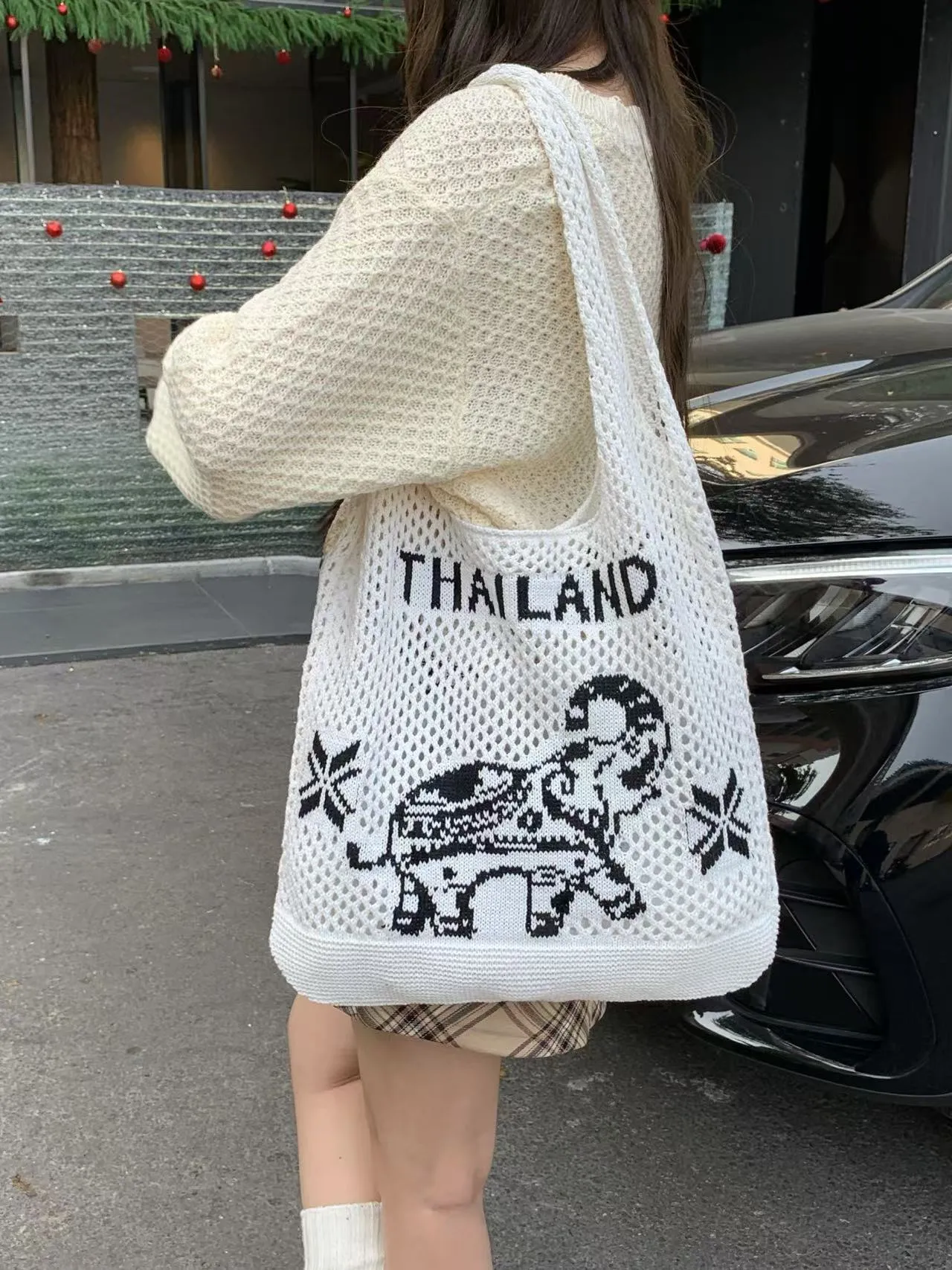 Bag Women Elephant Tote x – for 40cm Courteous 38cm Cotton Woven Handmade | Best-priced Strap Shoulder with Pattern 30cm Rope