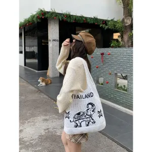 Bag Women Elephant Tote x – for 40cm Courteous 38cm Cotton Woven Handmade | Best-priced Strap Shoulder with Pattern 30cm Rope