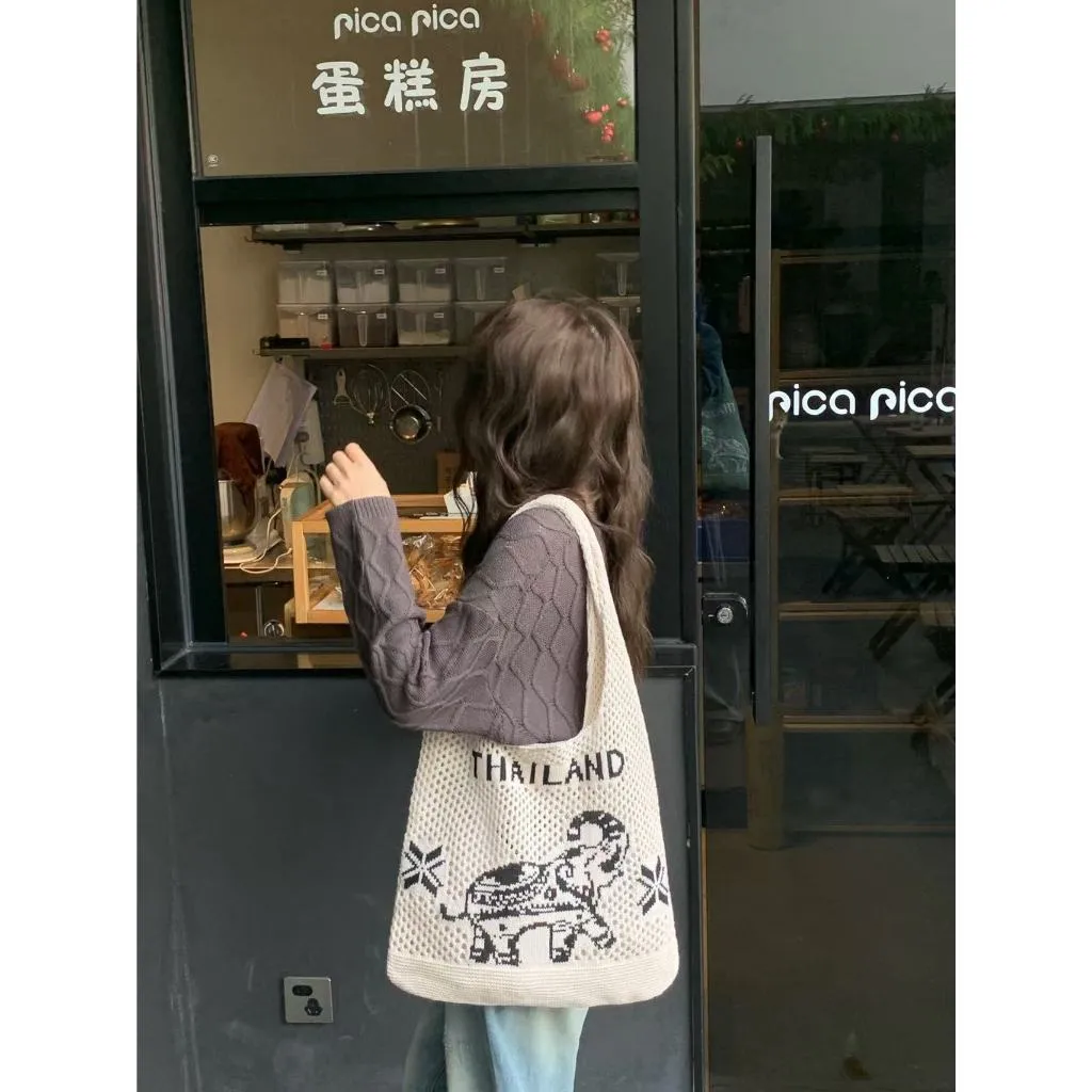 Bag Women Elephant Tote x – for 40cm Courteous 38cm Cotton Woven Handmade | Best-priced Strap Shoulder with Pattern 30cm Rope