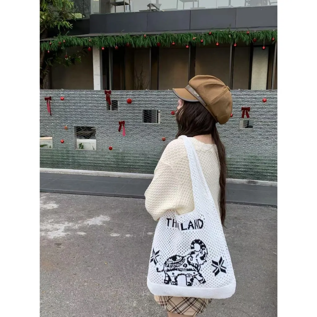 Bag Women Elephant Tote x – for 40cm Courteous 38cm Cotton Woven Handmade | Best-priced Strap Shoulder with Pattern 30cm Rope