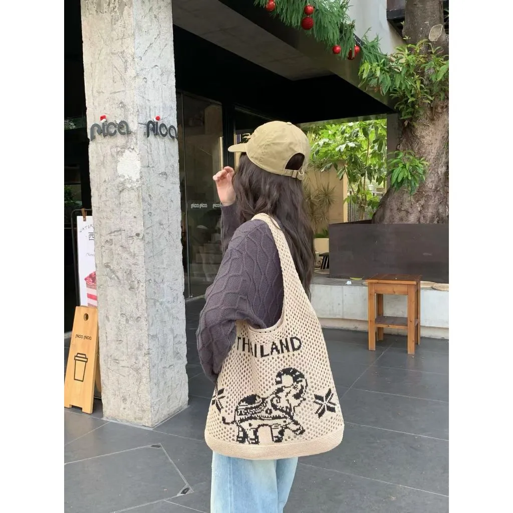 Bag Women Elephant Tote x – for 40cm Courteous 38cm Cotton Woven Handmade | Best-priced Strap Shoulder with Pattern 30cm Rope