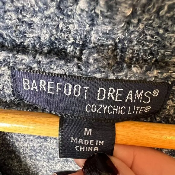 Barefoot Dreams Cardigan Womens Size Medium Blue Gray Montecito CozyChic Lite