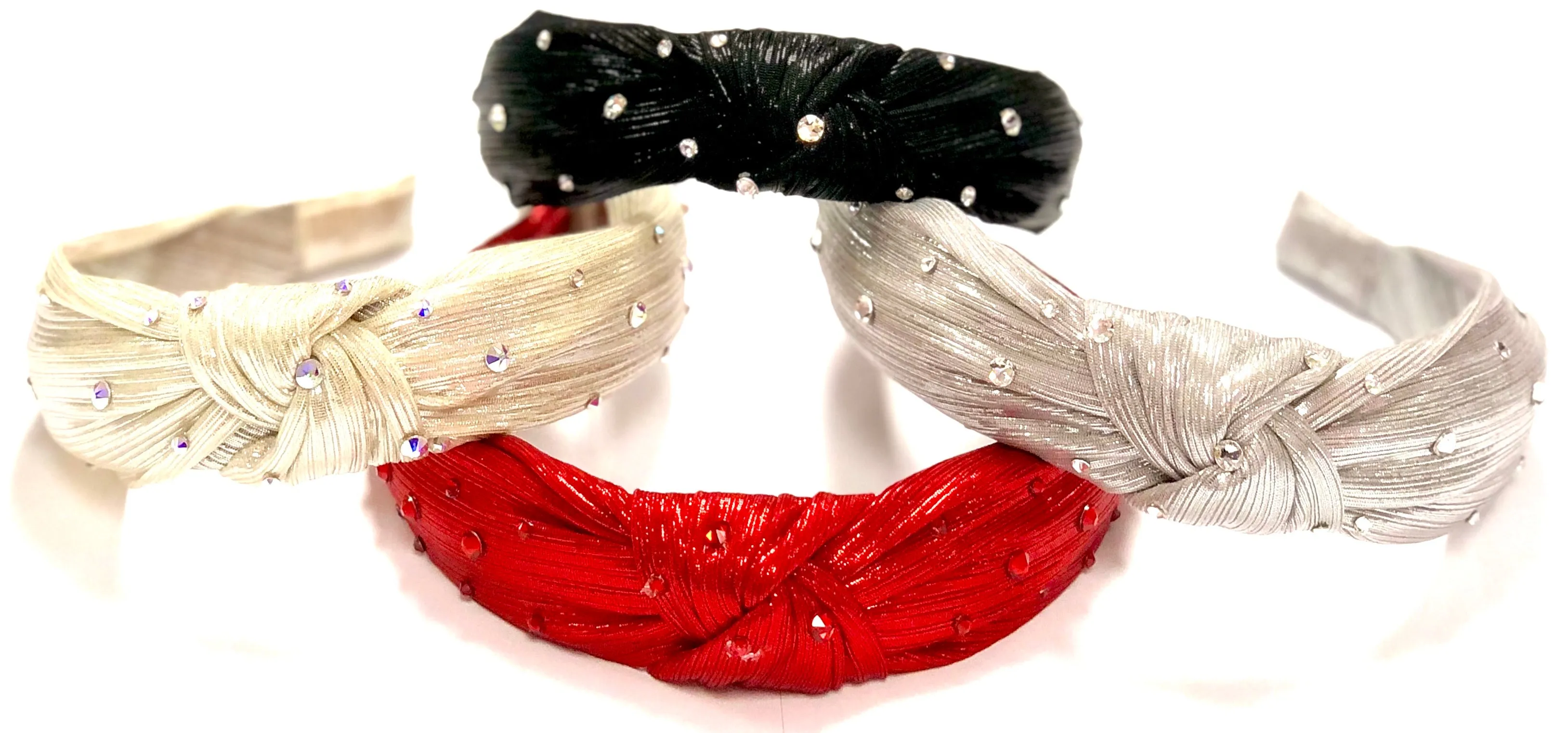 Bari Lynn Metallic Twist Knot Headband with Crystals
