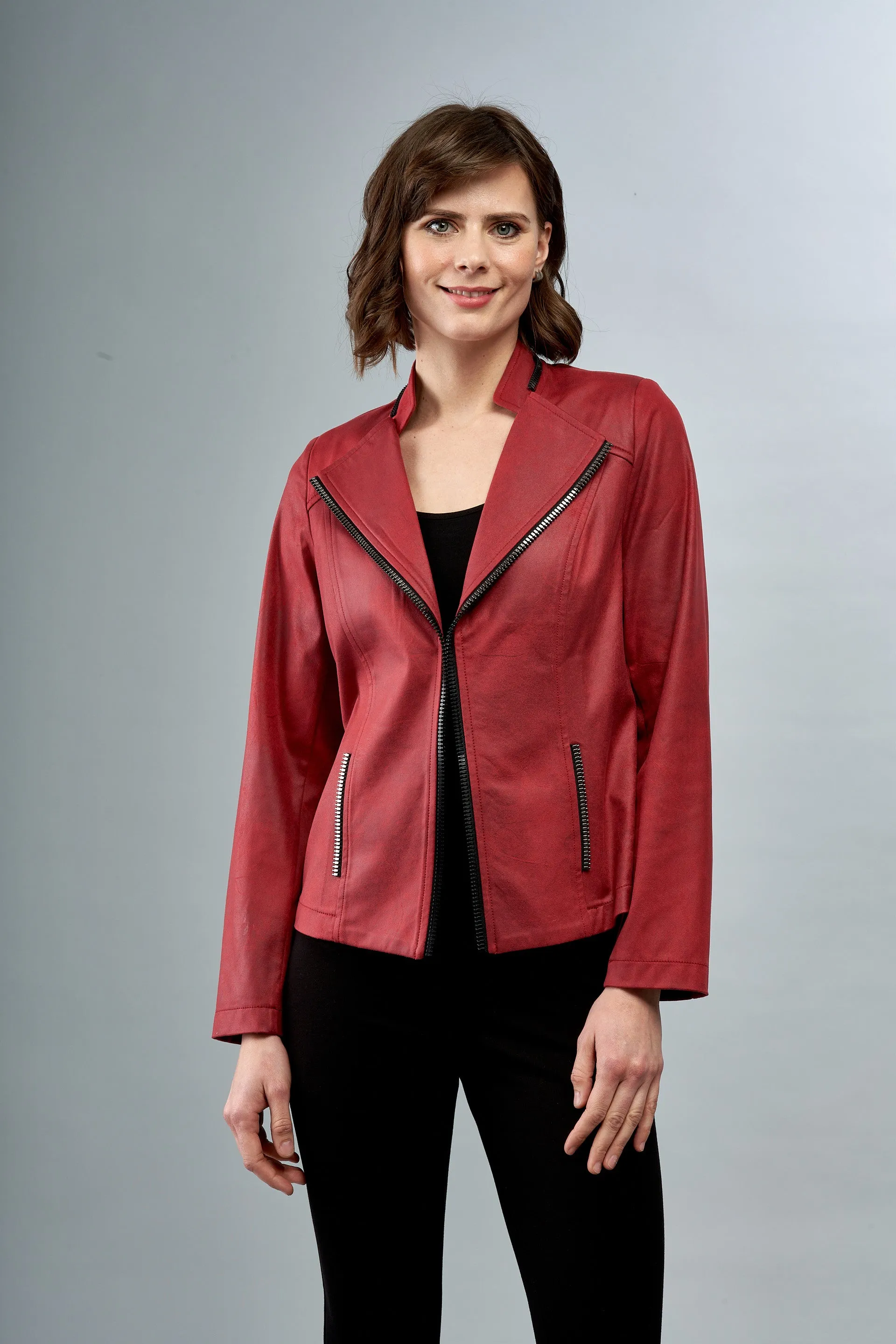 BCJ1827B Solid Vegan Jacket with Zipper Trim