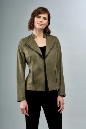 BCJ1827B Solid Vegan Jacket with Zipper Trim