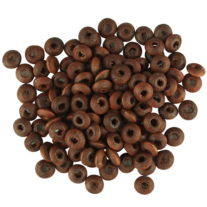 BEAD WOOD RONDELLE 6MM DARK BROWN 12G