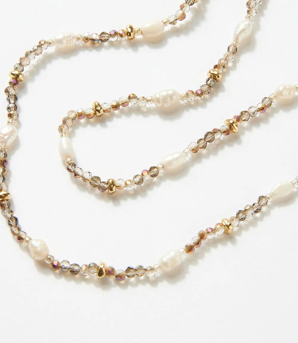 Beaded Gemstone And Pearl Stretch Bracelet