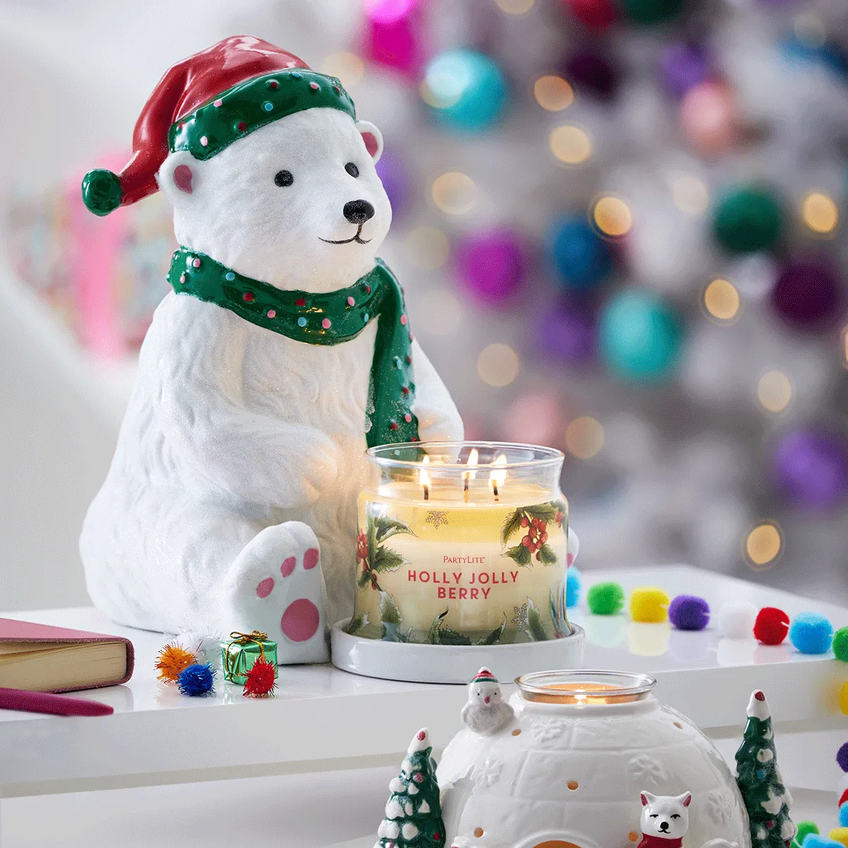 Beary Merry Jar Candle Holder