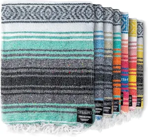 Benevolence LA Authentic Handwoven Mexican Blanket, Yoga Blanket - Perfect Outdoor Picnic Blanket, Beach Blanket, Camping Blanket, Equestrian Saddle Blanket, Serape Blanket 50x70 inches - 1 Blanket