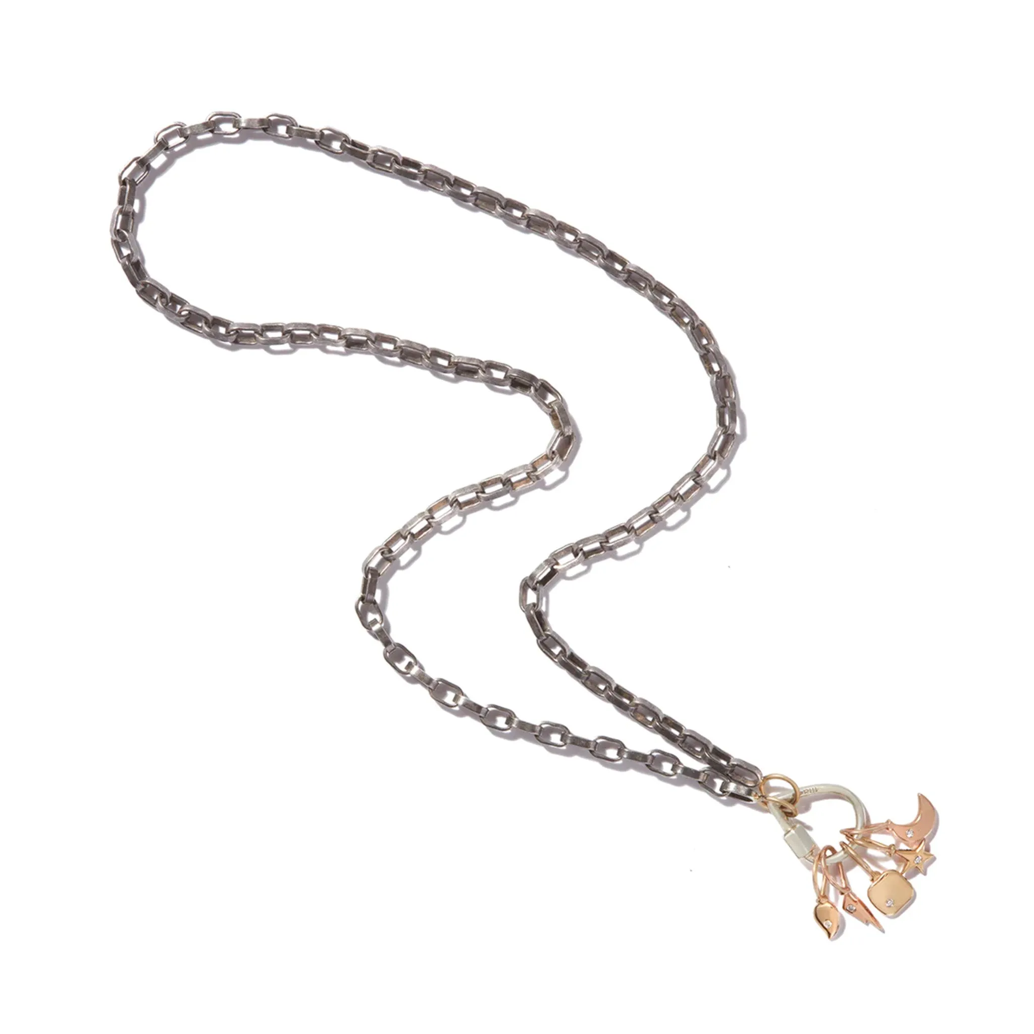 Biker Chain Necklace in Blackened Silver