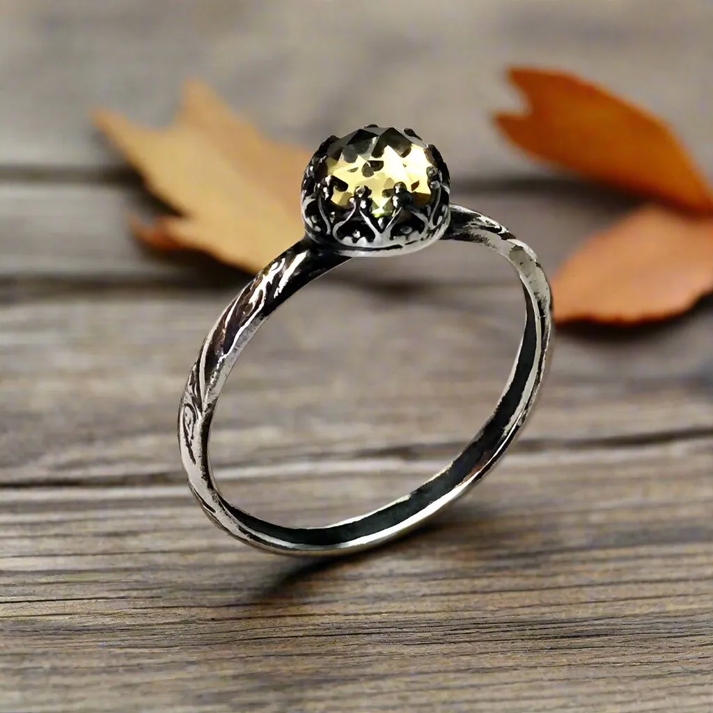 Birthstone Citrine Crown Ring - Simple Dream.
