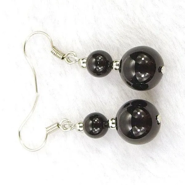 Black Agate Natural Gemstone Earrings