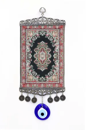 Black & Silver Turkish Evil Eye Wall Rug