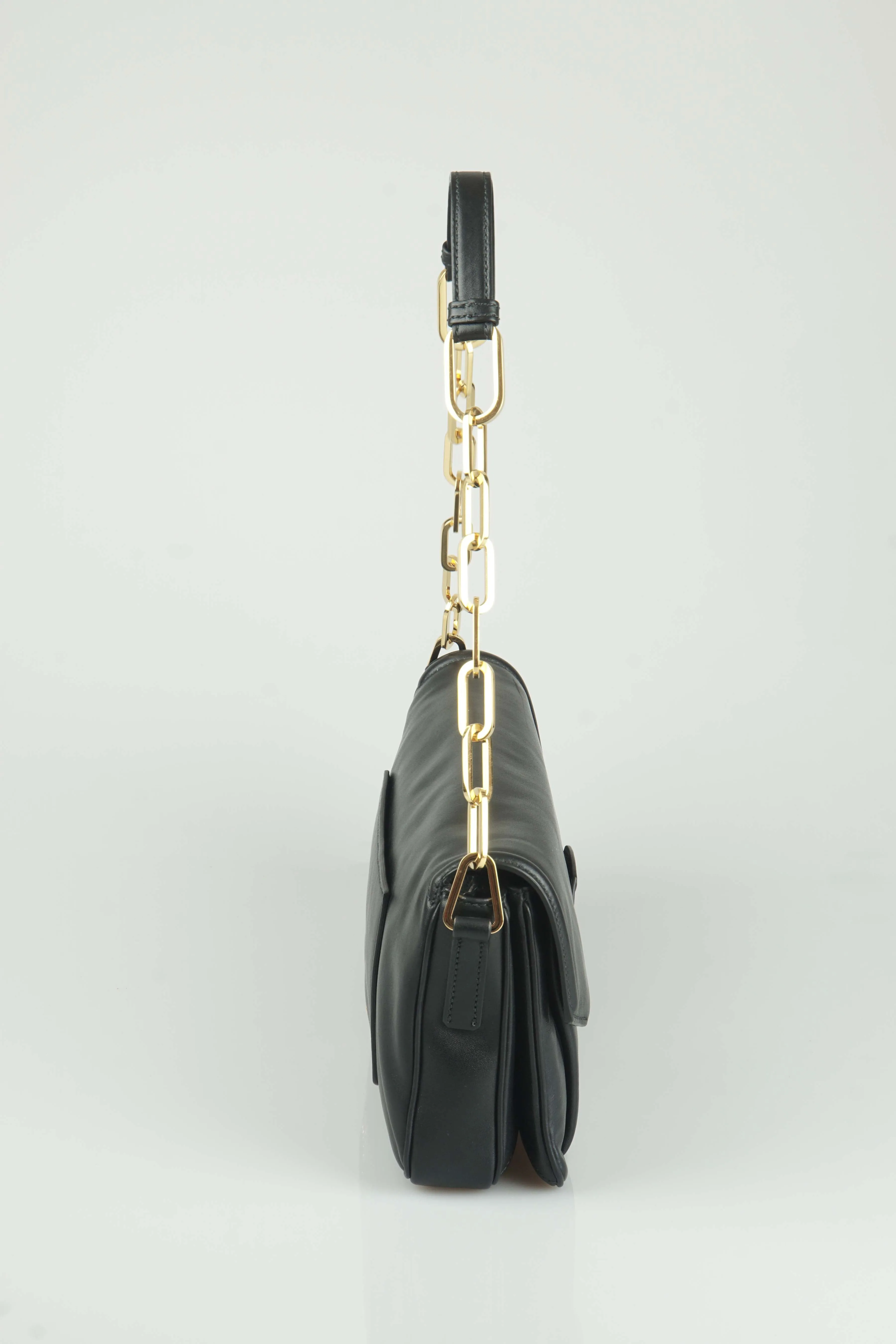 Black leather shoulder bag