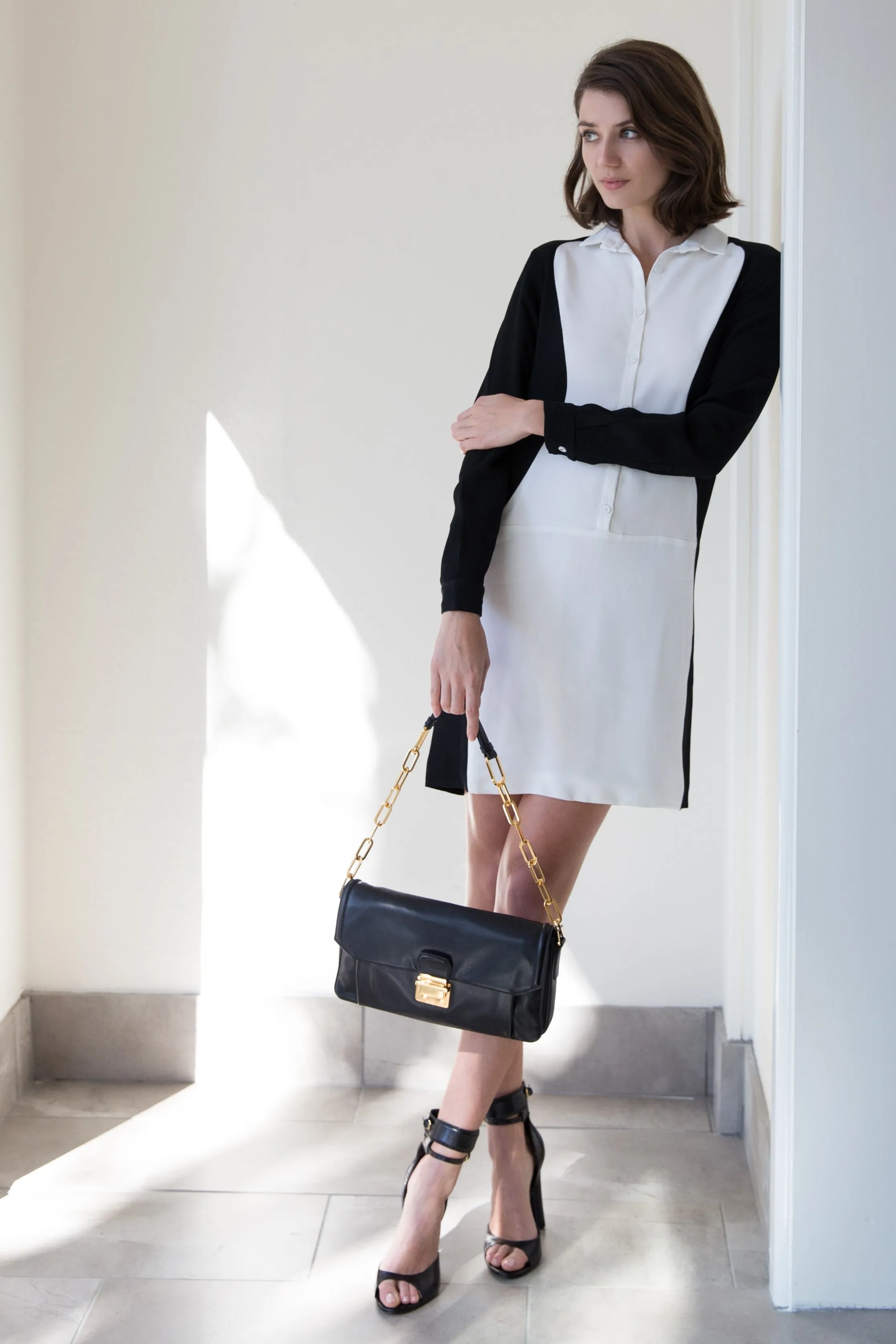 Black leather shoulder bag
