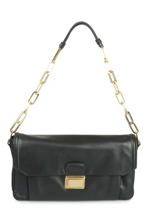 Black leather shoulder bag