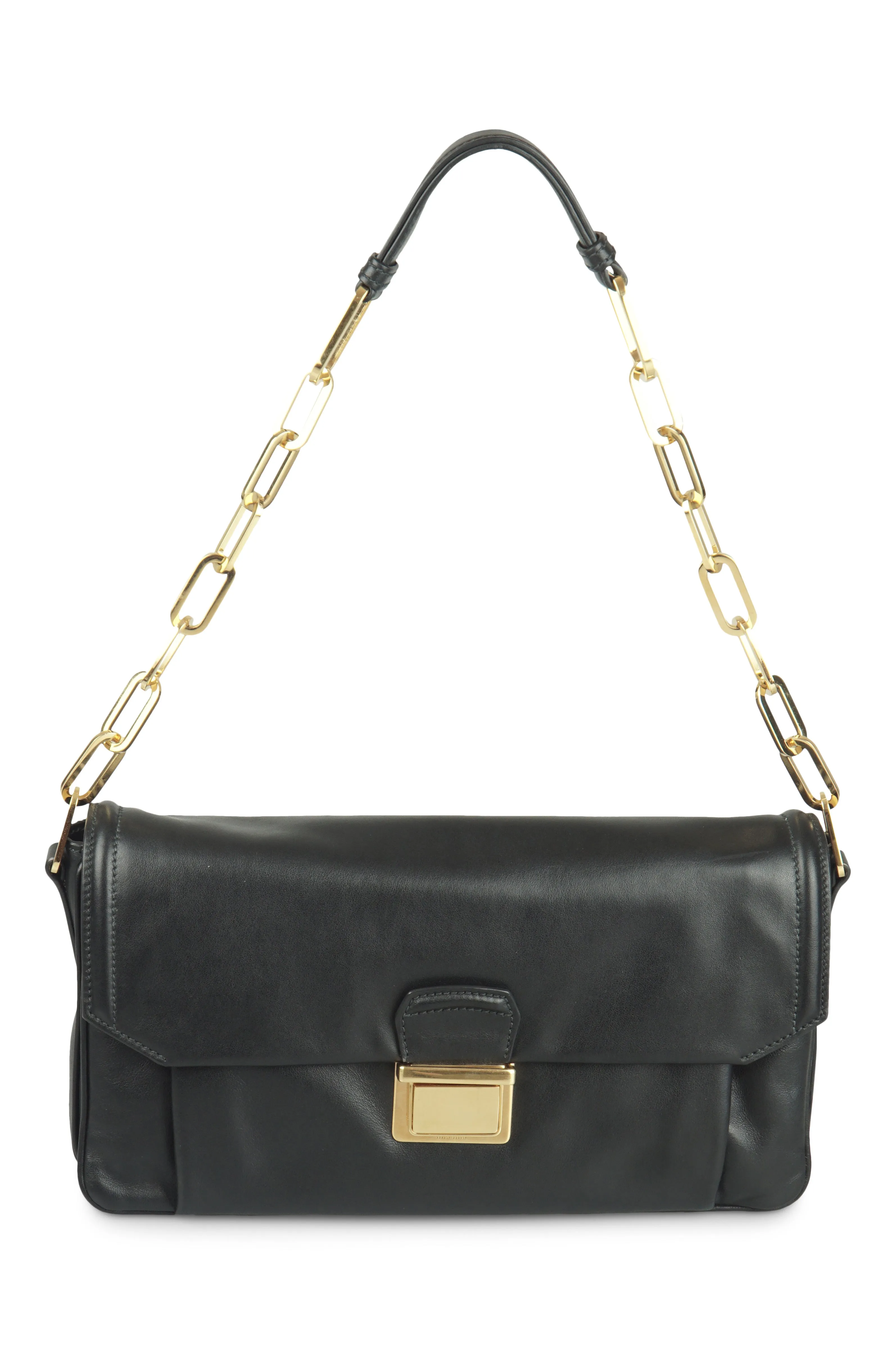 Black leather shoulder bag