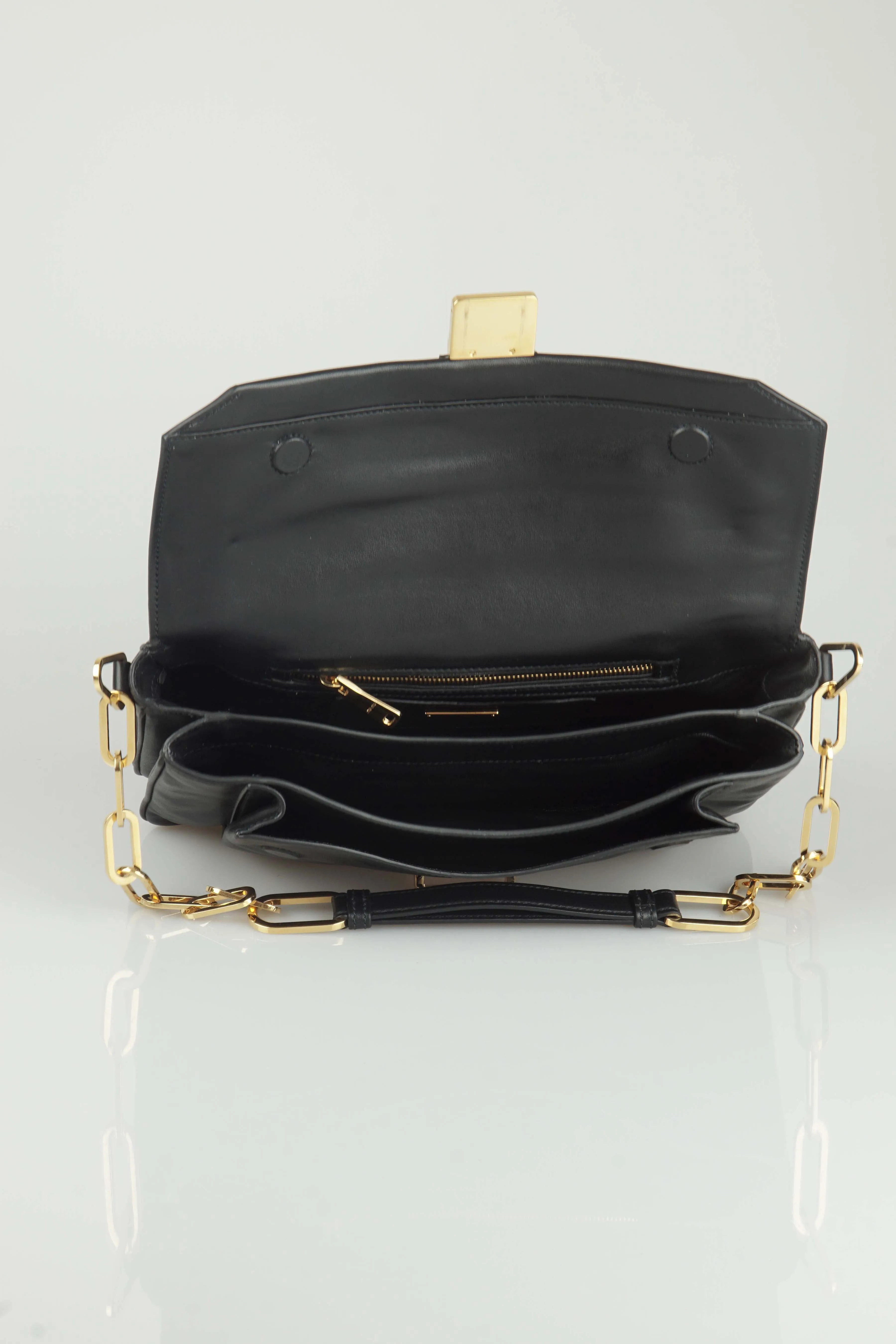 Black leather shoulder bag