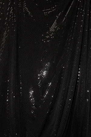 Black Slinky with Metallic Dots Fabric Sample