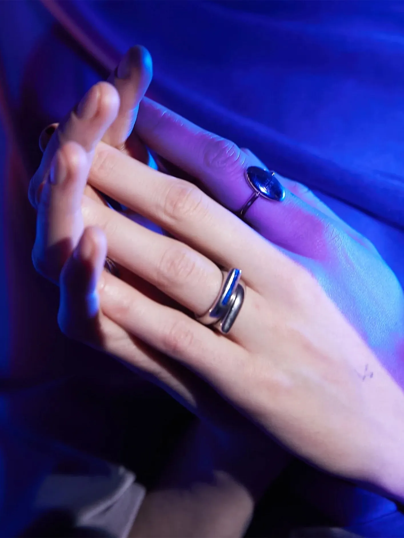 Blue Edge Ring  - Silver