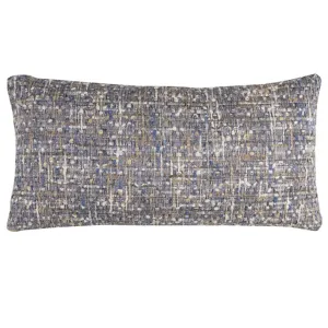 Blue Gray Metallic Nubby Textured Lumbar Pillow