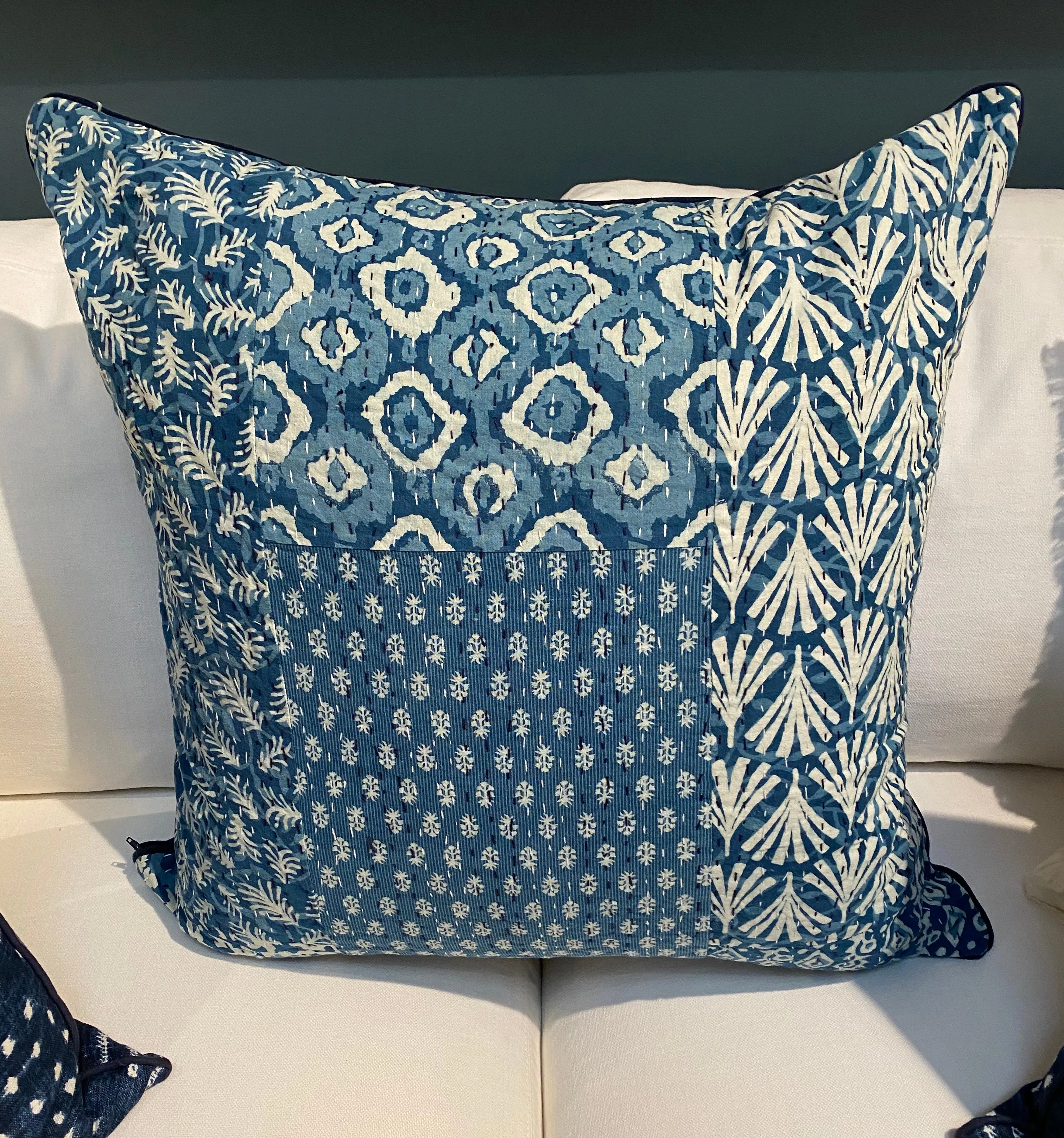 Blue Patchwork Pillow