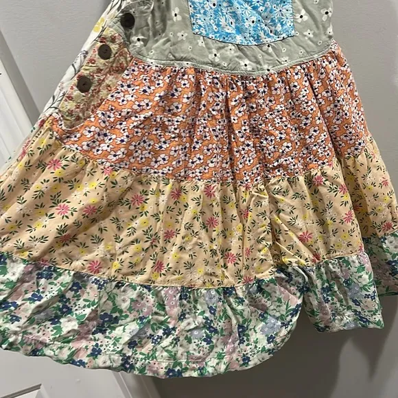 Blue Sky Floral Patchwork Romper Overall Colorful