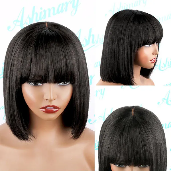 BOGO Ashimary Bangs Bob Wig With Minimalist Undetectable Lace