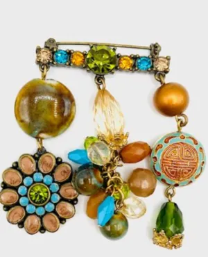 Bohemian Bar Style Brooch With Triple Drop Design