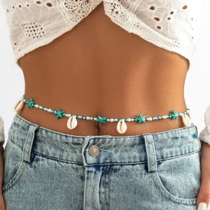 Bohemian Cowry Shell Tassel Starfish Seed Bead Waist Chain