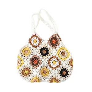 Bohemian Crochet Ladies Shoulder Bags Knitted Multicolor Hollow Tote Bag