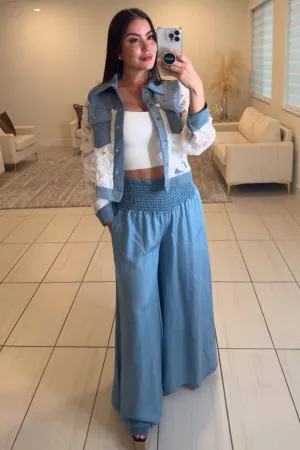 Bohemian Light Blue Denim Pants