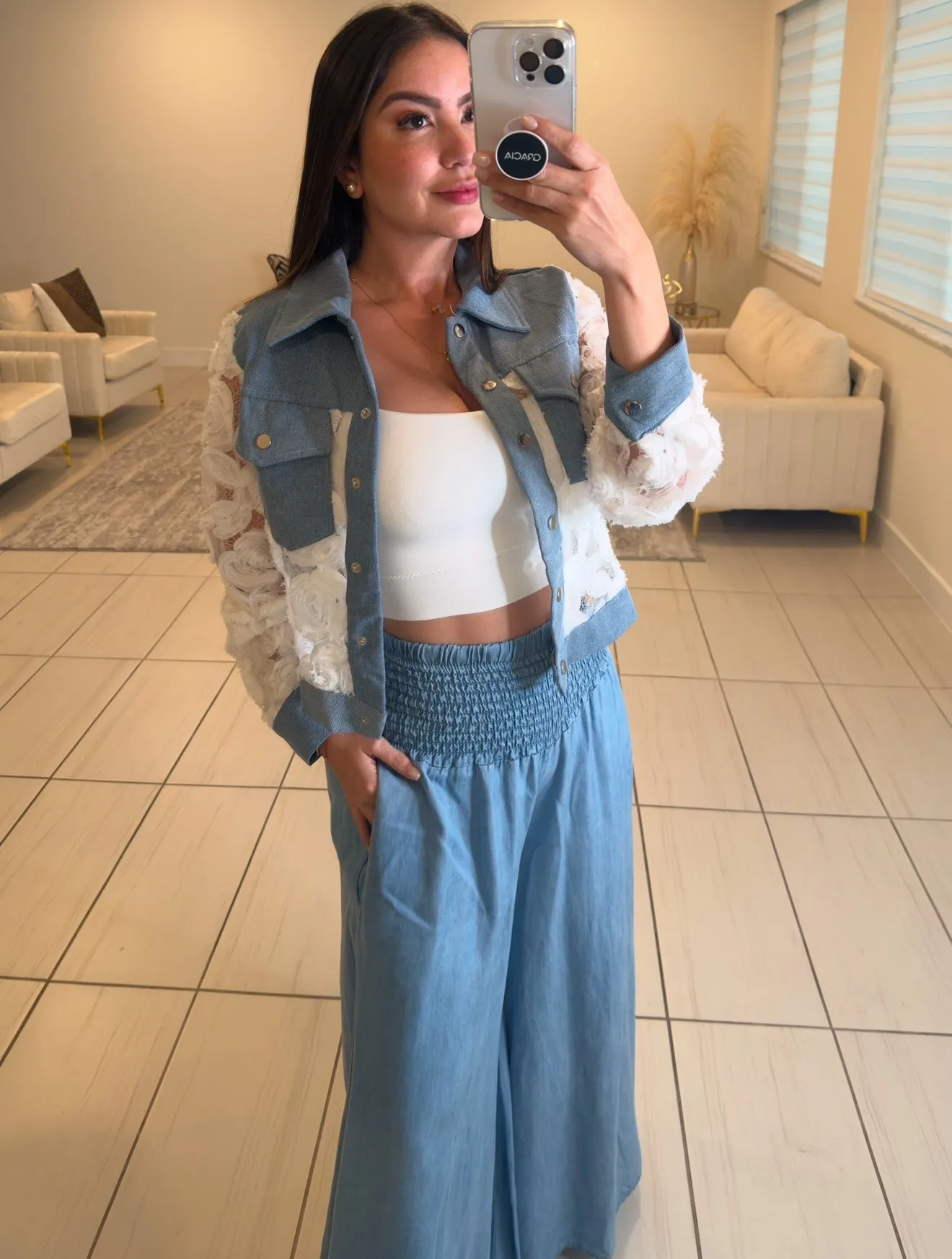 Bohemian Light Blue Denim Pants