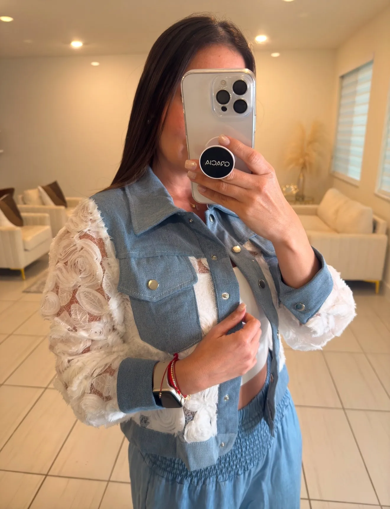 Bohemian Light Blue Denim Pants